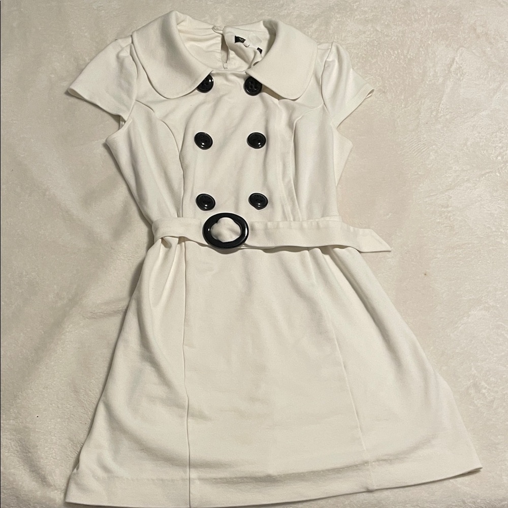 VENUS White Mini Dress with Black Accents